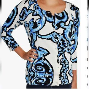 Cyrus Blue and Black 3/4 Sleeve Sweater